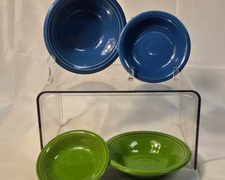 FIESTA 4PC Set Two Medium Fruit Bowls Two Small Fruit Bowls Lapis and Shamrock.