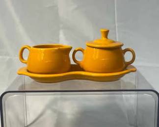 FIESTA 3PC Sugar Bowl, Figure 8 Tray, Creamer Butterscotch Retired