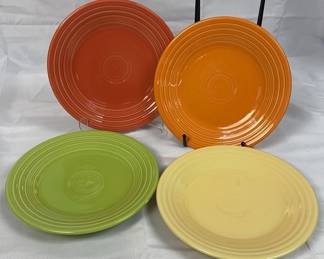 FIESTA 4 PC Set Luncheon Plate Set Pale Yellow, Butterscotch Retired, Persimmon Chartreuse