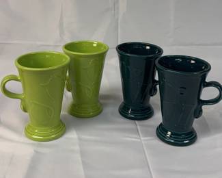 FIESTA 4PC Set Pedestal Mug Retired Chartreuse Juniper