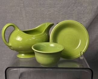 FIESTA 3PC Set Gravy Boat, Bouillon Bowl Small Fruit Bowl Chartreuse
