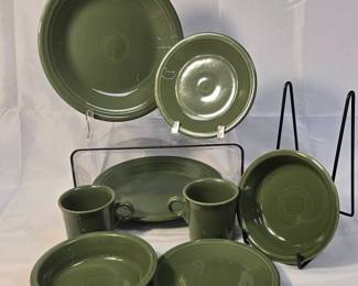 FIESTA 8PC Set 2 Dinner Plates, 2 Salad Plates, Soup Bowls 2 Coffee Mugs Sage