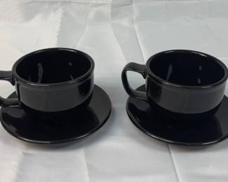 FIESTA 4PC Jumbo Latte Cups Saucers Retired Black