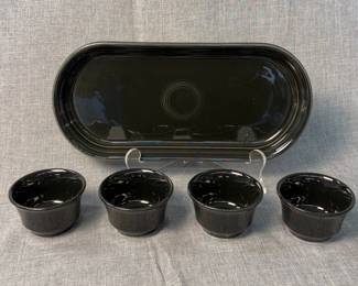 FIESTA 5PC Set Oblong Serving Tray and Small Dipping Bowls Black