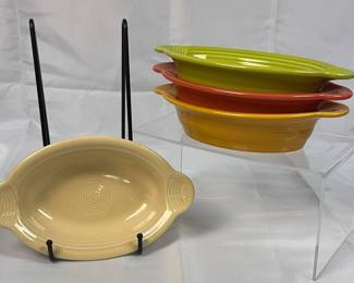 FIESTA 4 PC Set Individual Casserole Dishes Ivory, Marigold, Persimmon Lemongrass Retired