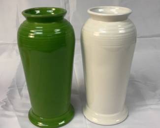 FIESTA 2PC Set Monarch Vases Discontinued White Shamrock Retired
