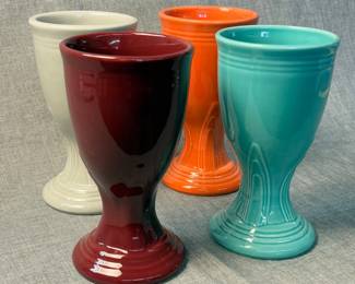 FIESTA 4PC Set Wine Goblets Retired Pearl Grey, Cinnabar, Persimmon Turquoise