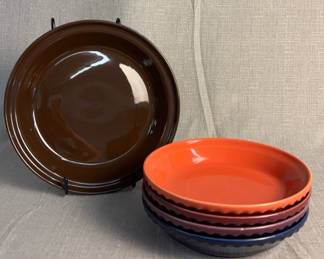 FIESTA 5PC Set Medium Large Pie Dishes Chocolate, Persimmon, Cinnabar, Heather Cobalt