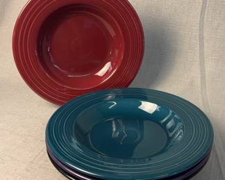 FIESTA 4PC Set Large Rimmed Pasta Bowls Retired Black, Plum, Juniper Cinnabar