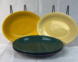 FIESTA 4 PC Set Medium Oval Serving Platter Pale Yellow, Sunflower, Evergreen Cobalt