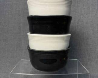FIESTA 4PC Set Gusto Bowls White Black The Homer Laughlin China Co.