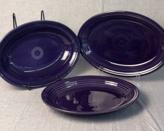 FIESTA 3PC Set Medium, Large Deep Retired Oval Serving Platters Plum