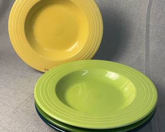 FIESTA 4PC Set Large Rimmed Pasta Bowls Retired Sunflower, Chartreuse, Shamrock Juniper