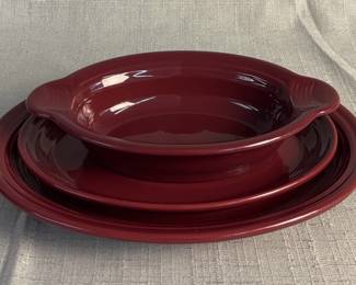 FIESTA 3PC Set Small, Medium Oval Serving Platter Individual Casserole Dish Cinnabar