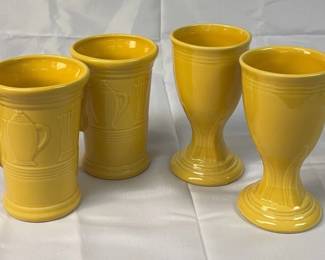 FIESTA 4PC Set Pedestal Mugs Retired Wine Goblets Retired Daffodil