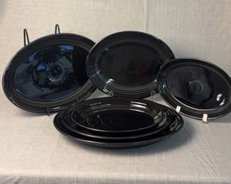 FIESTA 6PC Set Small, Medium Large Oval Serving Platters Black