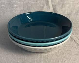 FIESTA 3PC Set Medium Pie Dishes Retired Pearl Grey, Juniper Turquoise