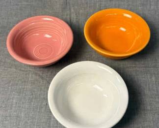 FIESTA 3PC Set Fruit Salsa Bowl Peony, Tangerine Retired White The Homer Laughlin China Co.