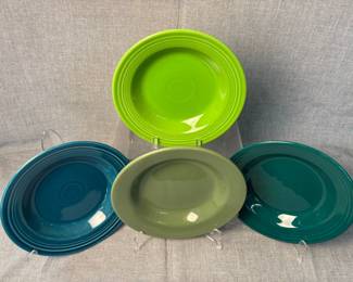 FIESTA 4 PC Set Classic Rimmed Small Soup Bowls Evergreen, Juniper, Shamrock Sage Retired