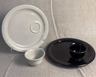FIESTA 4PC Set Welled Snack Plates Bouillon Bowls Black Pearl Grey