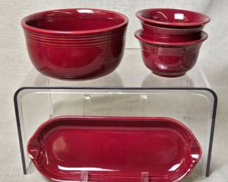 FIESTA 4PC Set Relish Tray Retired, Gusto Bowl, Bouillon Bowls Cinnabar