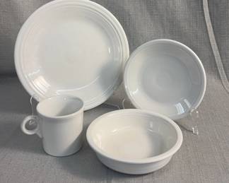 FIESTA 4PC Set Classic Dinner Salad Plate Set with Matching Bowl Mug White