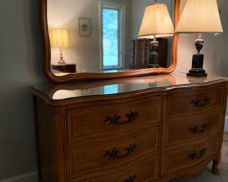 Provincial style dresser and mirror 