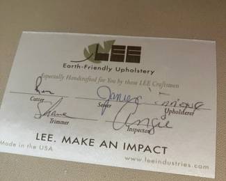 Signature on Armchair Upholstery