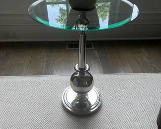 Glass Top Table with Metal Base