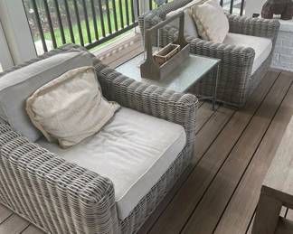 Pair of Restoration Hardware Wicker Chairs