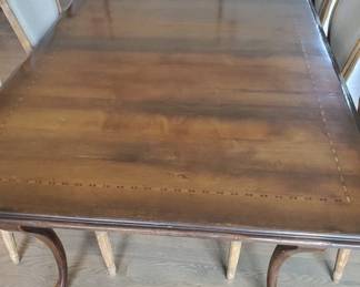 Baker Furniture Dining Table and Six Restoration Hardware Dining Chairs