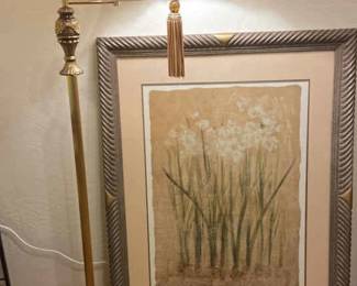Large Framed Art And Lamp