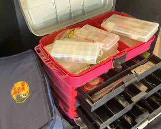 Full Tacklebox Of Fishing Equipment, Diawa Reel Bass Pro Soft Cooler