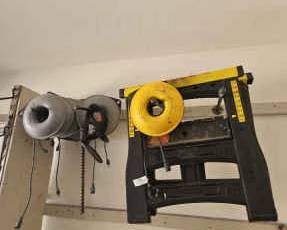 Plastic Sawhorses, Black Decker Trimmer, Corona Trimmer And Reels With Extension Cords