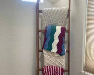 Decorative Ladder And Afghans