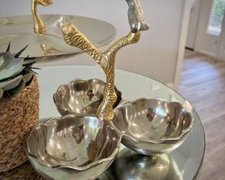 Two metal serving pieces