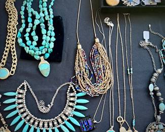 Real and faux turquoise jewelry. Barse, Leekity, Zuni, Navajo, needlepoint / petit point, Blue Copper, Sleeping Beauty
Also, amethyst, fire opal, rhodolite garnet, black opal, white topaz, sterling silver
