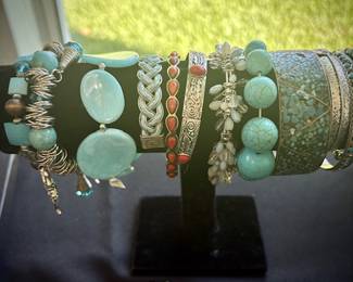 Real and faux turquoise jewelry. Barse, Leekity, Zuni, Navajo, needlepoint / petit point, Blue Copper, Sleeping Beauty. Also, amethyst, fire opal, rhodolite garnet, black opal, white topaz, sterling silver