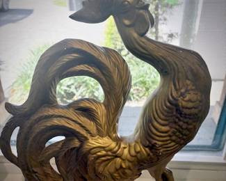 Pair of gold roosters