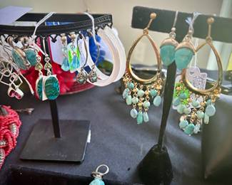 Real and faux turquoise jewelry. Barse, Leekity, Zuni, Navajo, needlepoint / petit point, Blue Copper, Sleeping Beauty. Also, amethyst, fire opal, rhodolite garnet, black opal, white topaz, sterling silver
