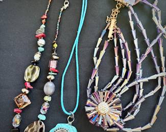 Real and faux turquoise jewelry. Barse, Leekity, Zuni, Navajo, needlepoint / petit point, Blue Copper, Sleeping Beauty
Also, amethyst, fire opal, rhodolite garnet, black opal, white topaz, sterling silver