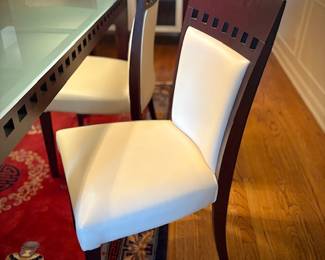 Modern glass & wood dining table and 6 chairs