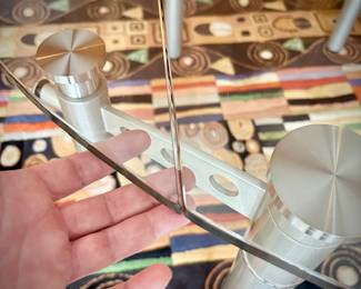 Scan Design adjustable glass table - hinged sides fold under table (shown with sides up)