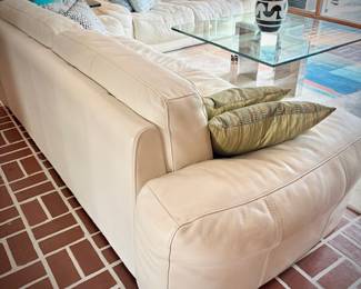Scan Design Fat Boy white leather sofa and loveseat
