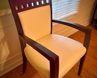 Modern glass & wood dining table and 6 chairs