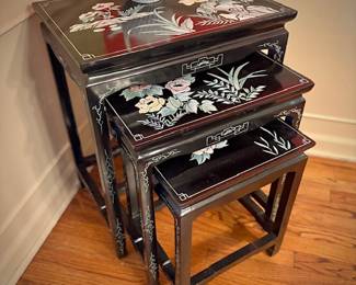 Black lacquer Chinese nesting tables