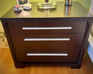 Modern nightstands, dresser, mirror, and bureau