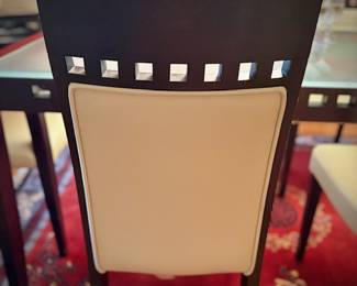 Modern glass & wood dining table and 6 chairs