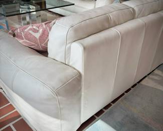 Scan Design Fat Boy white leather sofa and loveseat