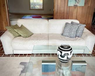 Scan Design Fat Boy white leather sofa and loveseat